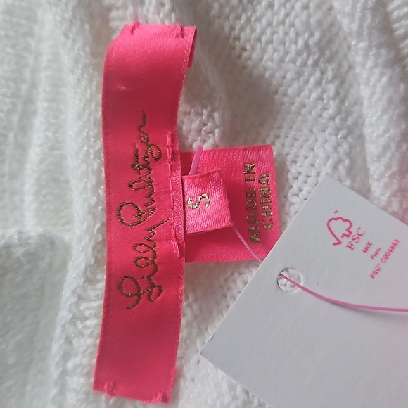 NWT Lilly Pulitzer White Knit Top with Pink Tag - Picture 4 of 6